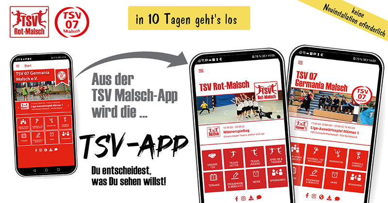 Aus der TSV Malsch-App wird die TSV-App